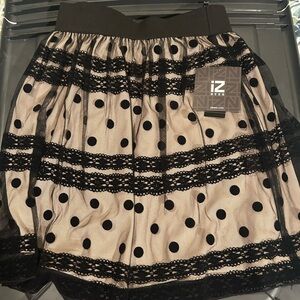 Iz Byer Black and Cream Lace A-Line Skirt